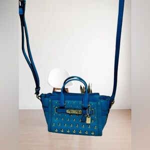 Coach Blue Mini Bag with Silver Studs